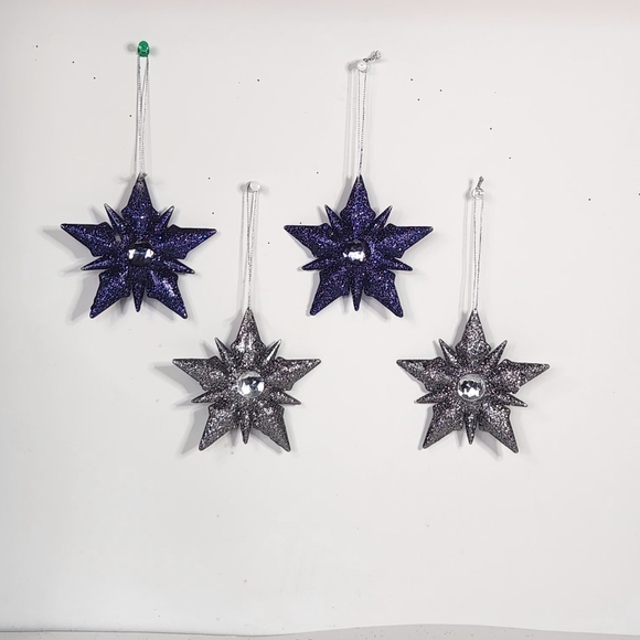 CHRISTMAS BLUE AND GREY GLITTER STAR ORNAMENT - Picture 8 of 10